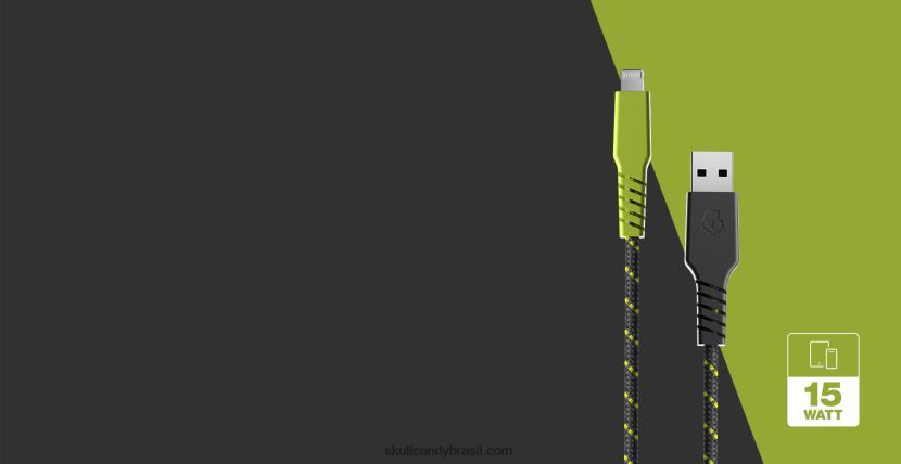 seu caminho para a linha de energia + cabo de carregamento trançado frio cinza/amarelo 4J0Z4N45 Skullcandy - Image 1