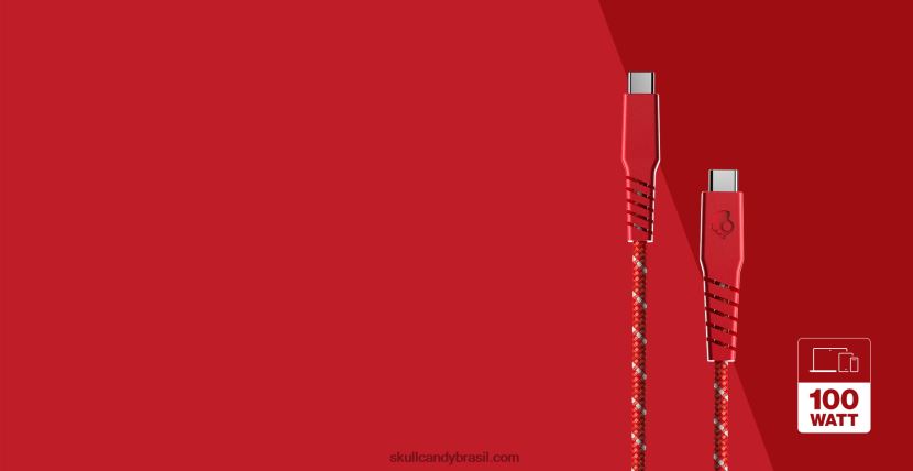 seu caminho para a linha de energia + cabo de carregamento trançado vermelho dourado 4J0Z4N48 Skullcandy - Image 1