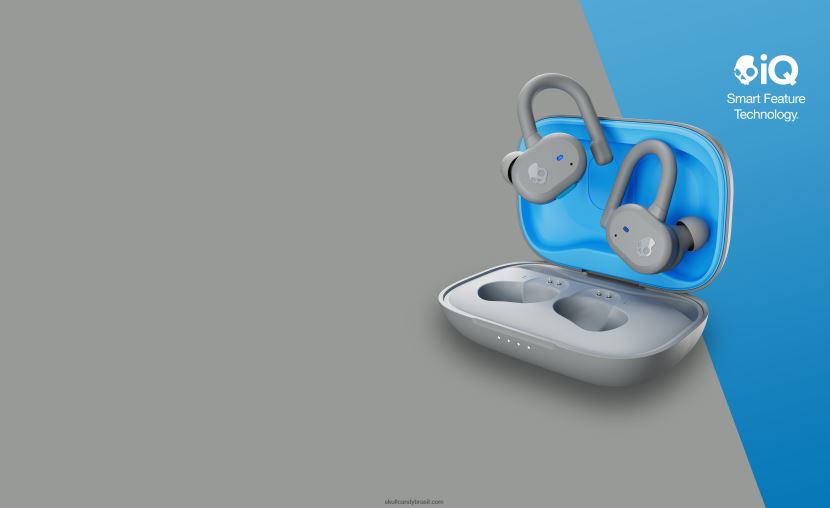 tecnologia atualizável com ajuste seguro push fones de ouvido sem fio verdadeiros ativos cinza claro/azul 4J0Z4N14 Skullcandy - Image 1